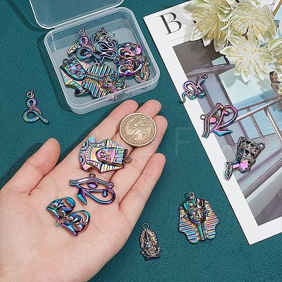 16Pcs 8 Style Plated Alloy Pendants FIND-CA0005-90-1