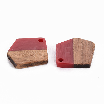 Transparent Resin & Walnut Wood Pendants RESI-S384-003A-A06-1