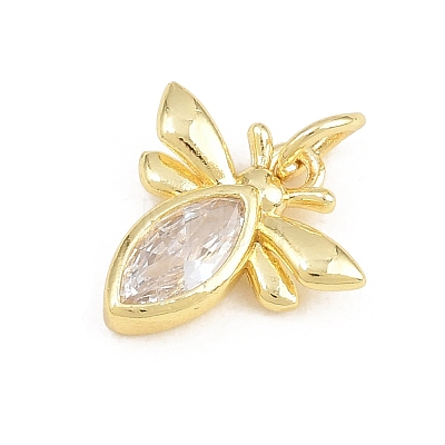 Brass Micro Pave Clear Cubic Zirconia Charms KK-E798-08C-G-1