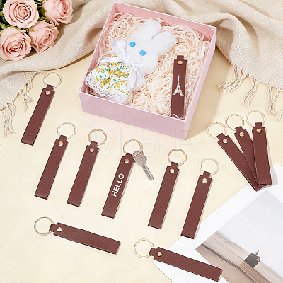 30Pcs Rectangle PU Leather Keychains HJEW-PH0002-11-1