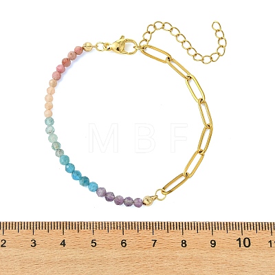 Natural Mixed Gemstone Round Beads Link Bracelets BJEW-JB13899-1