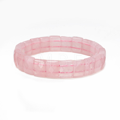 Natural Rose Quartz Gemstone Stretch Bracelets BJEW-F406-B04-1