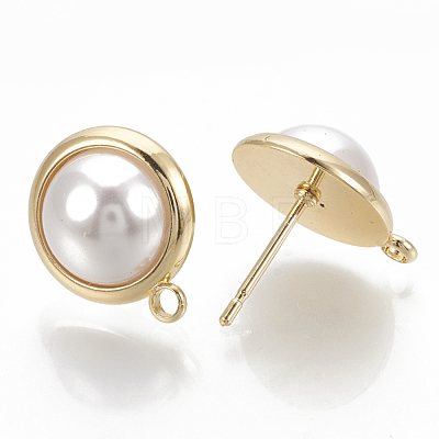 Brass Stud Earring Findings KK-Q750-063G-1