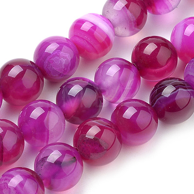 Natural Striped Agate/Banded Agate Beads Strands G-S259-04-4mm-1