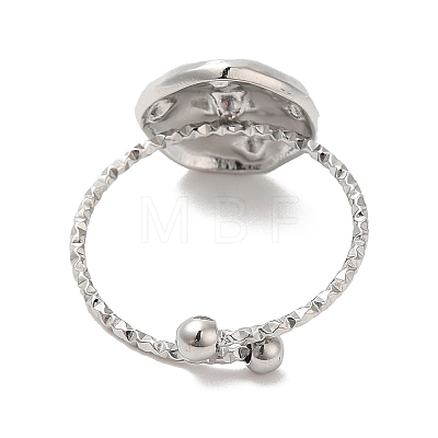 304 Stainless Steel Flat Round Open Cuff Ring Settings for Rhinestone RJEW-M149-33P-1