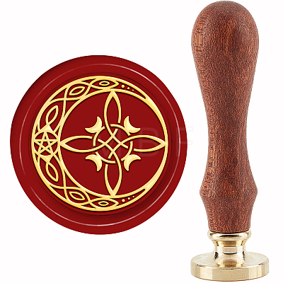 Brass Wax Seal Stamp with Handle AJEW-WH0184-0518-1
