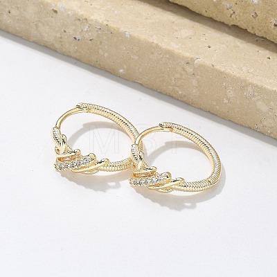 Brass Clear Cubic Zirconia Hoop Earrings EJEW-Q014-14G-1