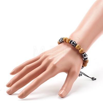 Synthetic Hematite Beads Bracelet for Men Women BJEW-JB06755-1
