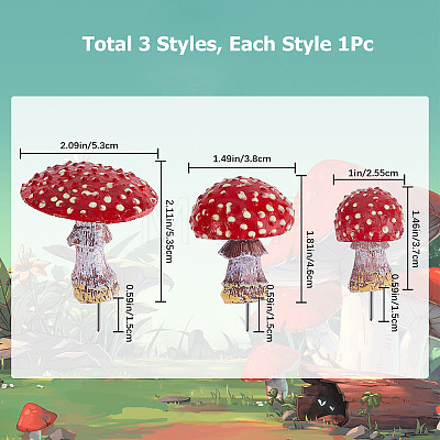 Resin Miniature Luminous Mushroom Ornaments AJEW-WH0326-72-1