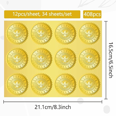 34 Sheets Self Adhesive Gold Foil Embossed Stickers DIY-WH0509-086-1