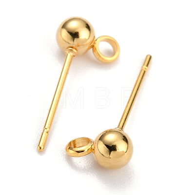 304 Stainless Steel Ball Post Stud Earring Findings X-STAS-Z035-01G-C-1