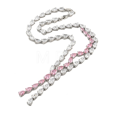 Brass Micro Pave Cubic Zirconia Necklaces NJEW-H027-01P-03-1