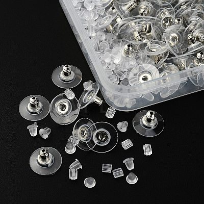 300Pcs 3 Style Brass & Plastic Ear Nuts FIND-YW0002-17P-1