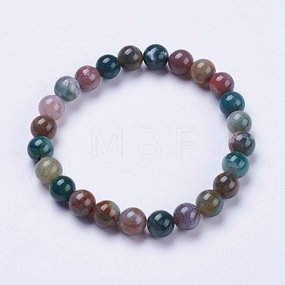 Natural Indian Agate Beaded Stretch Bracelets BJEW-I253-8mm-11-1