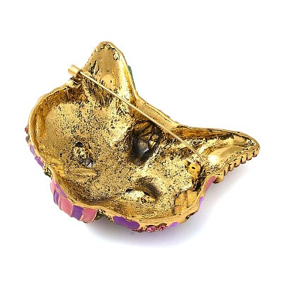 Cat Mask Alloy Rhinestone Brooch JEWB-R025-07C-1