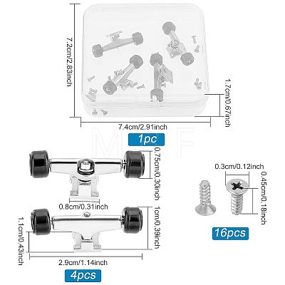 Fingerinspire Plastic & Aluminum Alloy Skateboard Bracket Bearing Wheel AJEW-FG0001-76B-1