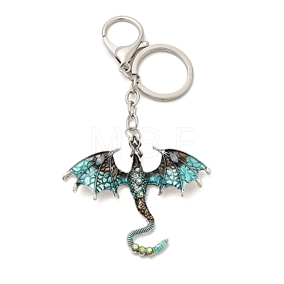 Dragon Alloy Rhinestone Pendant Keychains KEYC-G065-01G-1