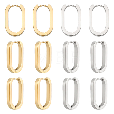 6 Pairs 2 Colors 304 Stainless Steel Huggie Hoop Earrings STAS-UN0025-25-1