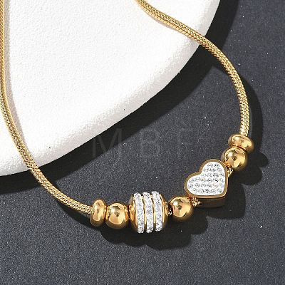European Style Polymer Clay Rhinestones & 201 Stainless Steel Beaded Bracelets BJEW-G765-01G-01-1