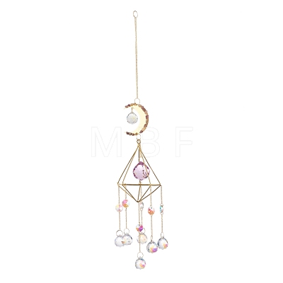 Moon Iron AB Color Chandelier Decor Hanging Prism Ornaments HJEW-P012-04G-1