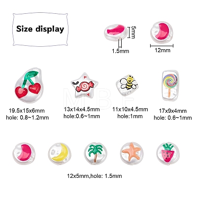18Pcs 9 Style 3D Printed ABS Plastic Imitation Pearl Beads KY-YW0001-14-1