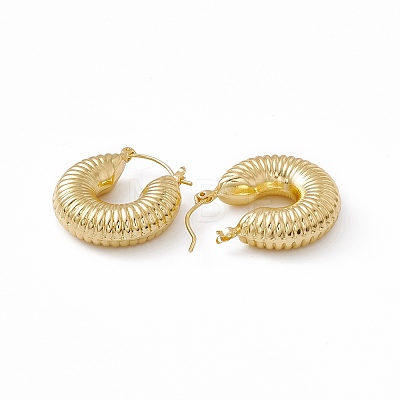 Brass Donut Thick Hoop Earrings for Women EJEW-I270-08G-1