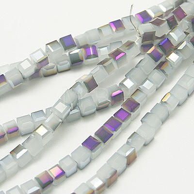 Electroplate Glass Beads Strands EGLA-D018-4x4mm-M-1