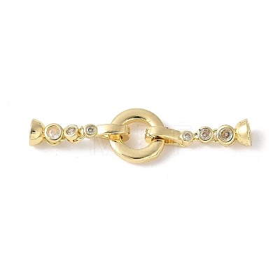 Brass Pave Clear Cubic Zirconia Fold Over Clasps KK-M320-05G-1