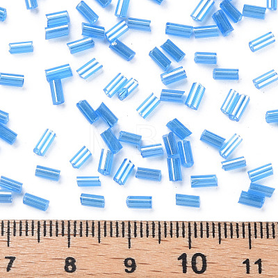 Transparent Colours Luster Glass Bugle Beads SEED-N005-001-A04-1