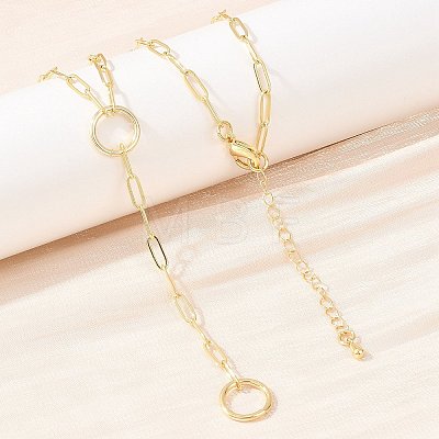 Brass Paperclip Chain Y Lariat Necklaces NJEW-H087-06F-G-1