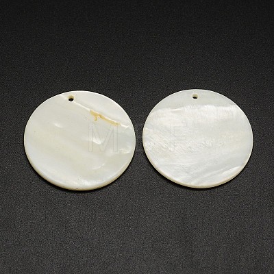 Flat Round Freshwater Shell Pendants X-SHEL-M005-35-1