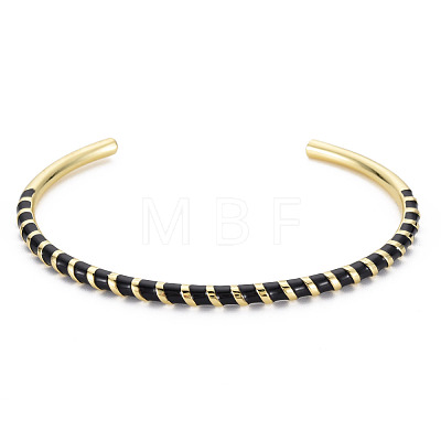 Twisted Brass Enamel Cuff Bangle BJEW-T020-02F-NF-1