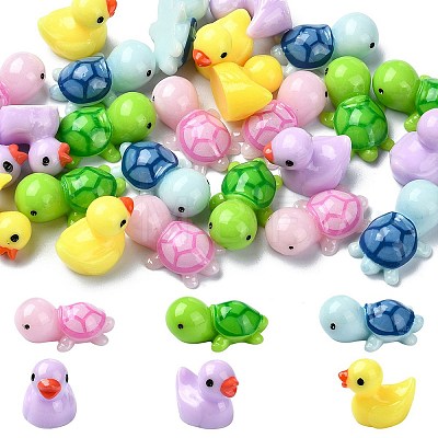 25Pcs 5 Styles Mini Tortoise & Duck Resin Display Decorations RESI-YW0001-61-1