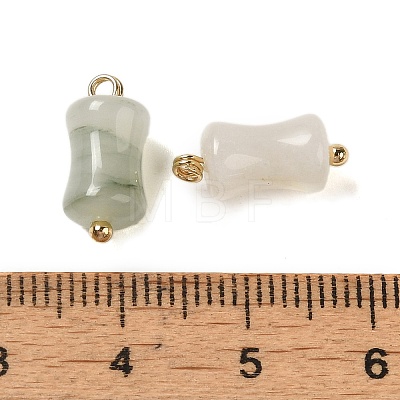 Natural Jade Bamboo Stick Charms with Rack Plating Brass Loops G-G110-03B-G-1