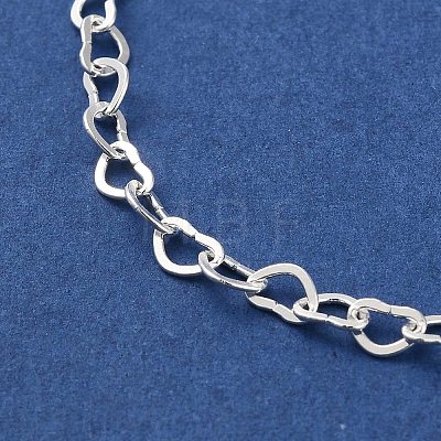 925 Sterling Silver Heart Link Chain Bracelets for Women BJEW-E101-01S-04-1