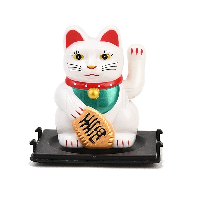 ABS Plastic Solar Powered Maneki-neko Figurines DJEW-B017-01B-01-1