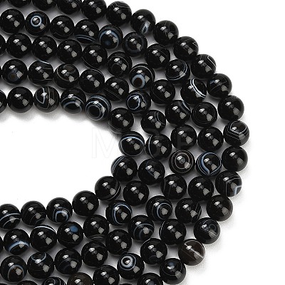 Natural Black Agate Beads Strands G-B178-Q01-12mm-1