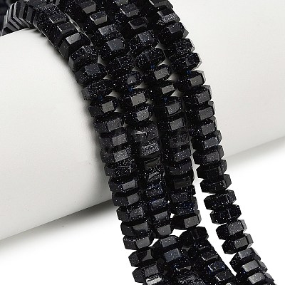Synthetic Blue Goldstone Beads Strands G-G317-A07-3x6mm-1