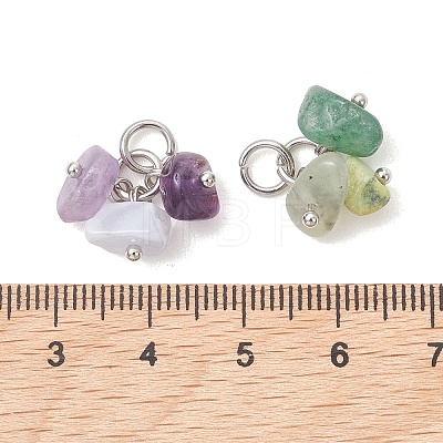 5Pcs Natural & Synthetic Mixed Gemstone Pendants PALLOY-JF05353-01-1