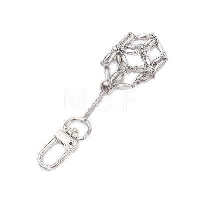 304 Stainless Steel Macrame Chain Pouch Empty Stone Holder Pendant Decoration HJEW-JM02077-1