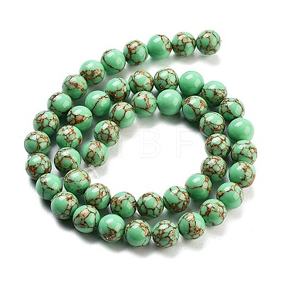 Synthetic Gold Line Turquoise Beads Strands G-H026-01C-03-1