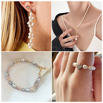 40Pcs 4 Colors Natural Cultured Freshwater Pearl Beads PEAR-CW0001-02-1