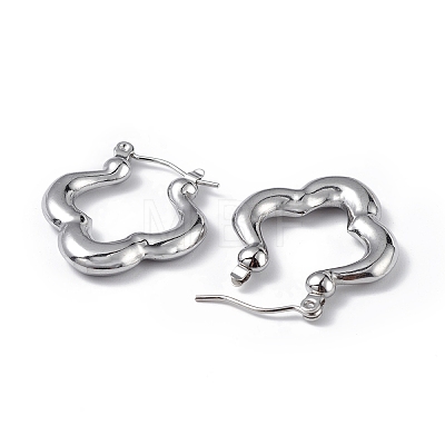 Non-Tarnish 304 Stainless Steel Flower Hoop Earrings for Women EJEW-I284-13P-1