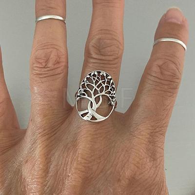 Tree of Life Brass Finger Rings FIND-PW0020-05AS-1