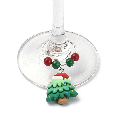 Christmas Resin Wine Glass Charms AJEW-JO00193-1