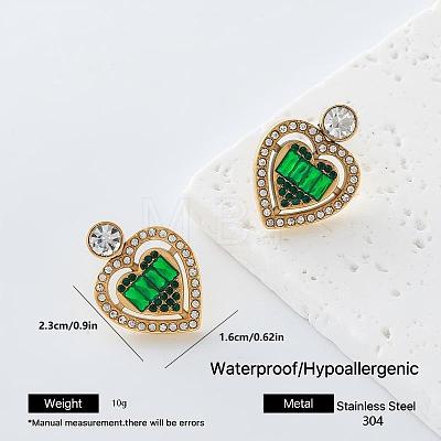 304 Stainless Steel Rhinestone Stud Earrings for Women PM4450-1-1