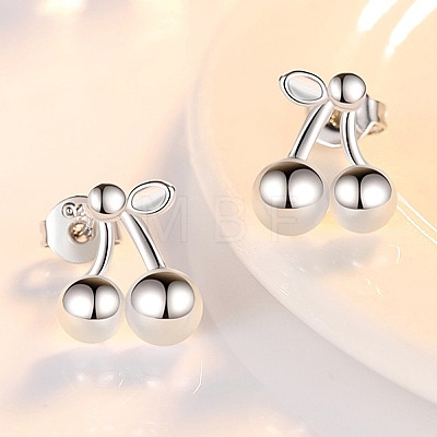 925 Sterling Silver Stud Earrings EJEW-B144-01S-1