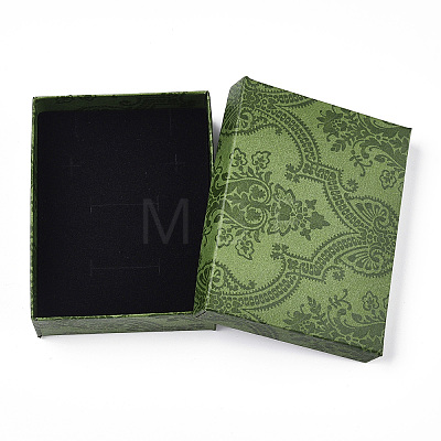 Flower Printed Cardboard Jewelry Boxes X-CBOX-T006-08C-1