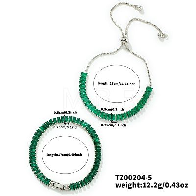 2Pcs 2 Styles Brass Cubic Zirconia Cup Chain Fashionable and Elegant Bracelets Sets HD7602-1