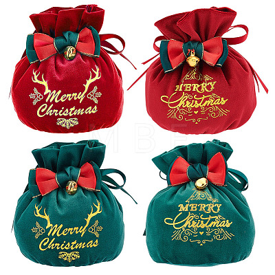 4Pcs 4 Styles Christmas Velvet Candy Apple Bags TP-BC0001-06-1